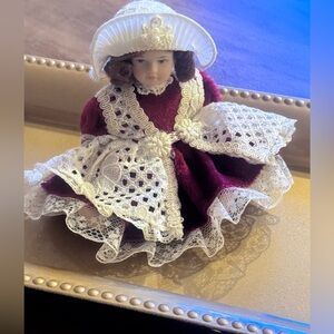 Mini Vintage Doll with Lace Dress